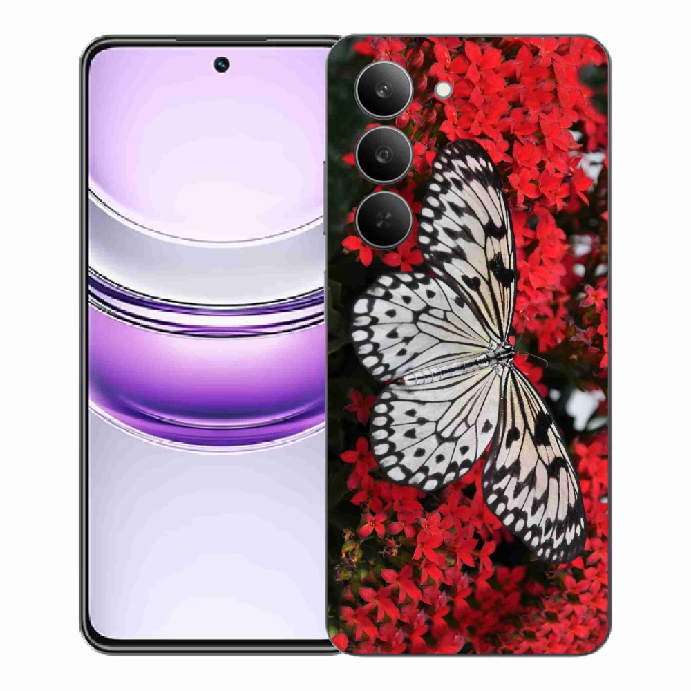 Zselés borítás mmCase a Realme 14x 5G készülékhez - fekete-fehér pillangó 1