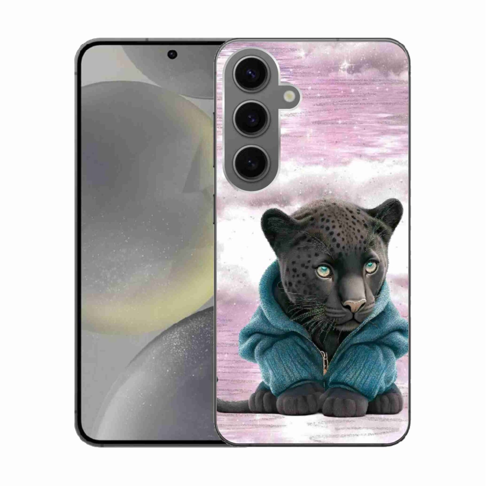 Zselés borítás mmCase Samsung Galaxy S24 készülékhez - fekete párduc pulóverben