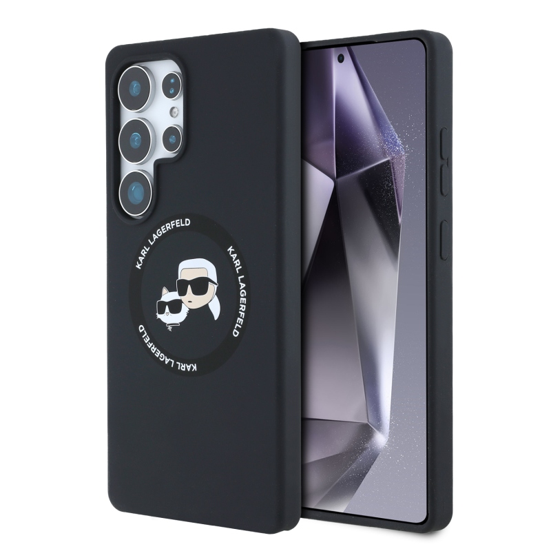 Karl Lagerfeld Liquid Silicone K&CH Heads MagSafe hátlap Samsung Galaxy S25 Ultra fekete