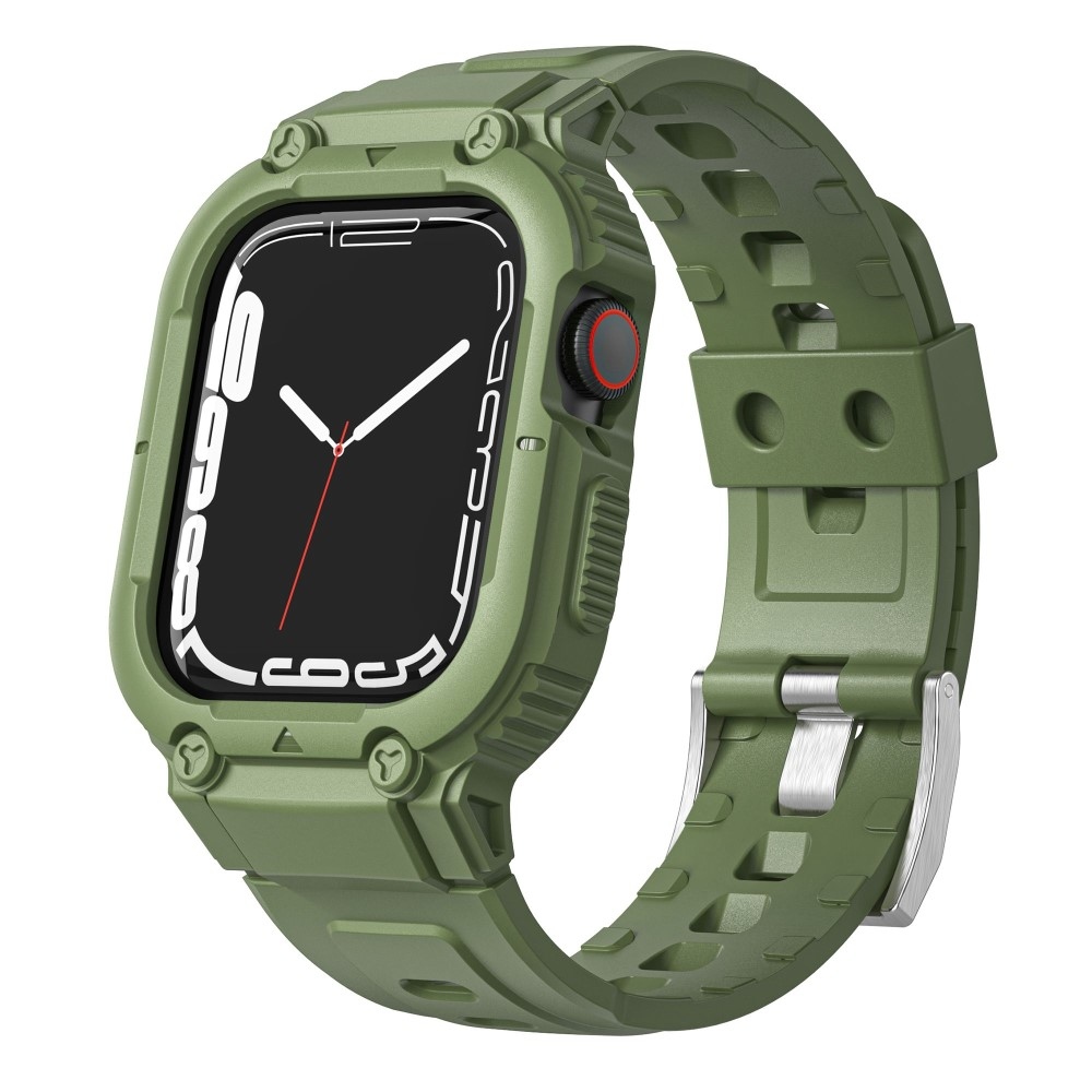 Cseppálló szilikon tok szíjjal Apple Watch Ultra 49mm készülékhez - zöld