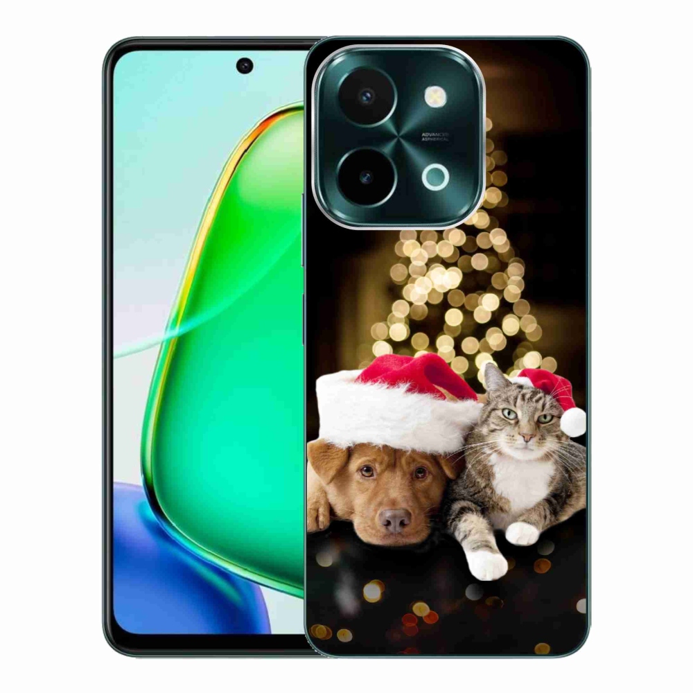 Gél borító mmCase a Vivo Y28-hoz - Karácsonyi kutya és macska