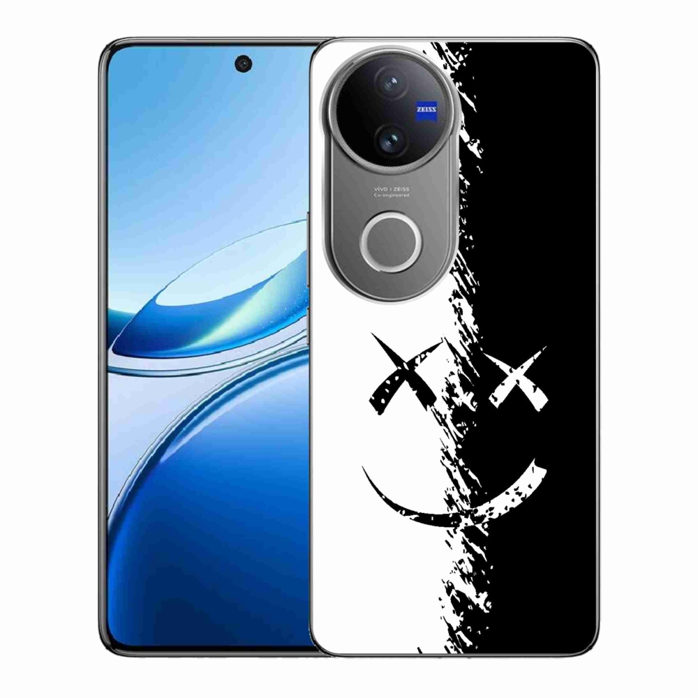 Gél borító mmCase a Vivo V50 5G-n - fekete-fehér smiley