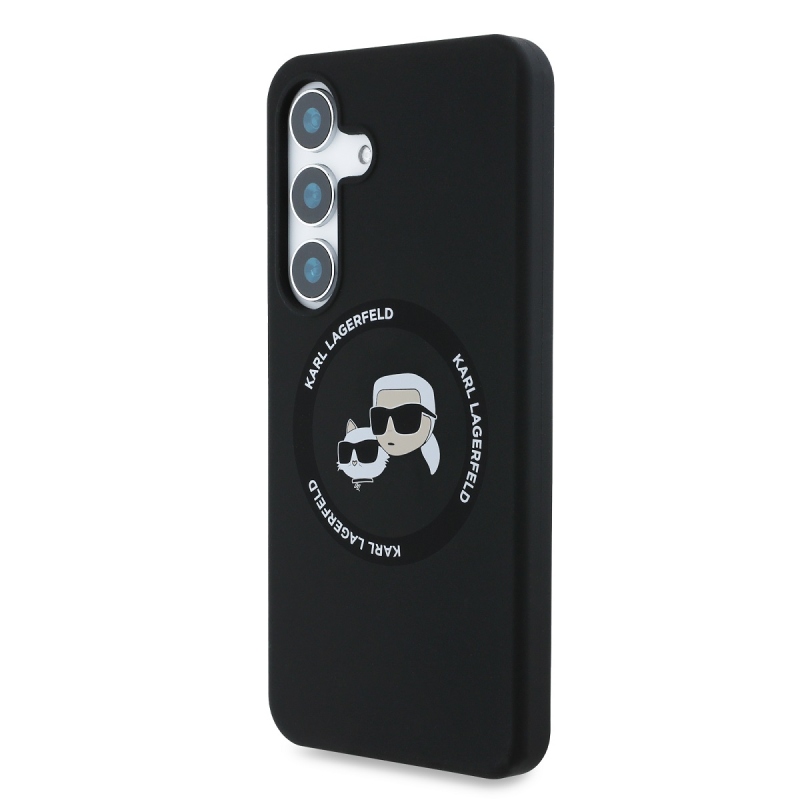 Karl Lagerfeld Liquid Silicone K&CH Heads MagSafe hátlap Samsung Galaxy S25 fekete