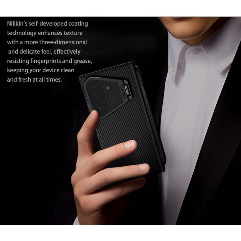 Nillkin CamShield Prop mágneses tolltartóval (átlátszó lencse) hátsó tok a Samsung Galaxy Z Fold 8-hoz, Ultra Black