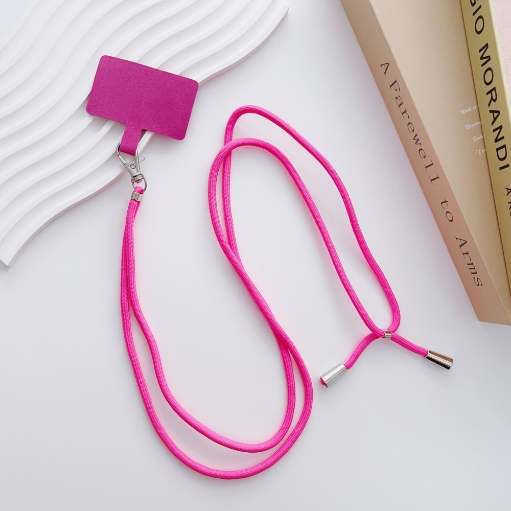 Fonott, állítható nyaklánc kártyával - rózsaszínű