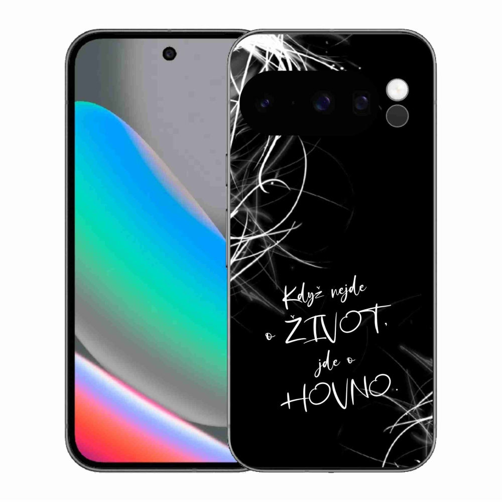 Gél borító mmCase a Google Pixel 10 Pro számára - vicces szöveg 16 fekete háttér