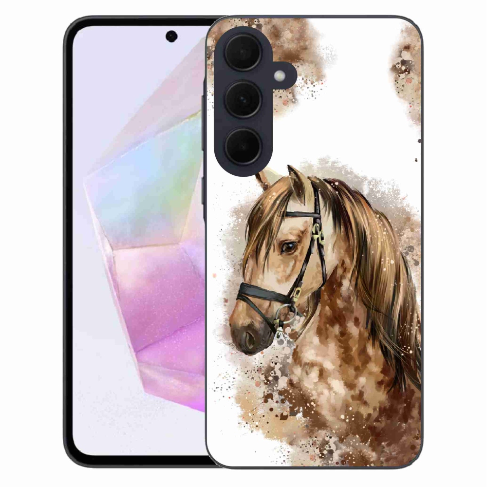 Zselés borítás mmCase Samsung Galaxy A35 5G - barna rajzfilm lóhoz