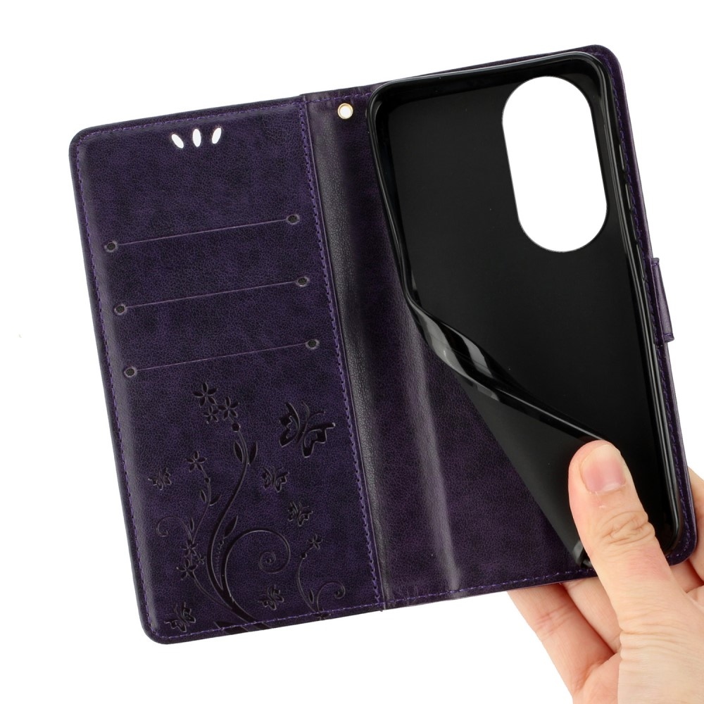 Virágok könyvtáska Honor 90 - sötét lila