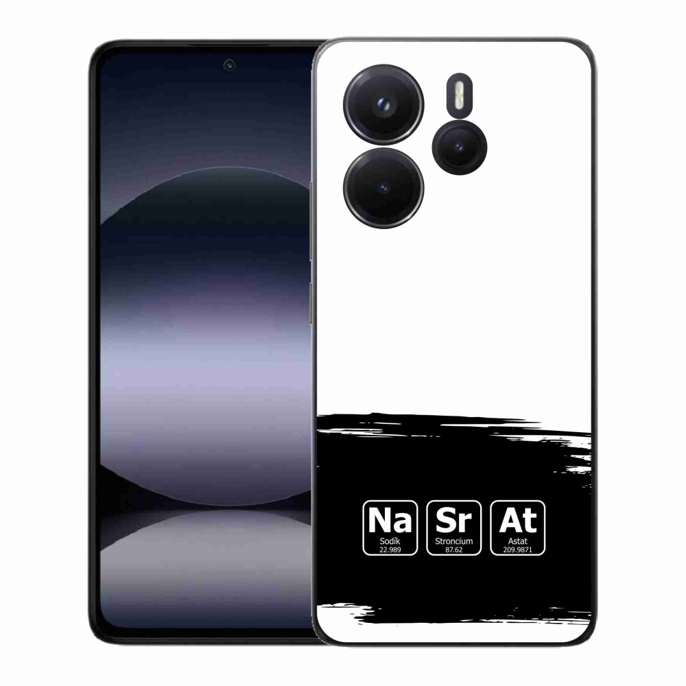 Gél borító mmCase a Xiaomi Redmi Note 14-hez - kémiai elemek fekete és fehér háttérrel