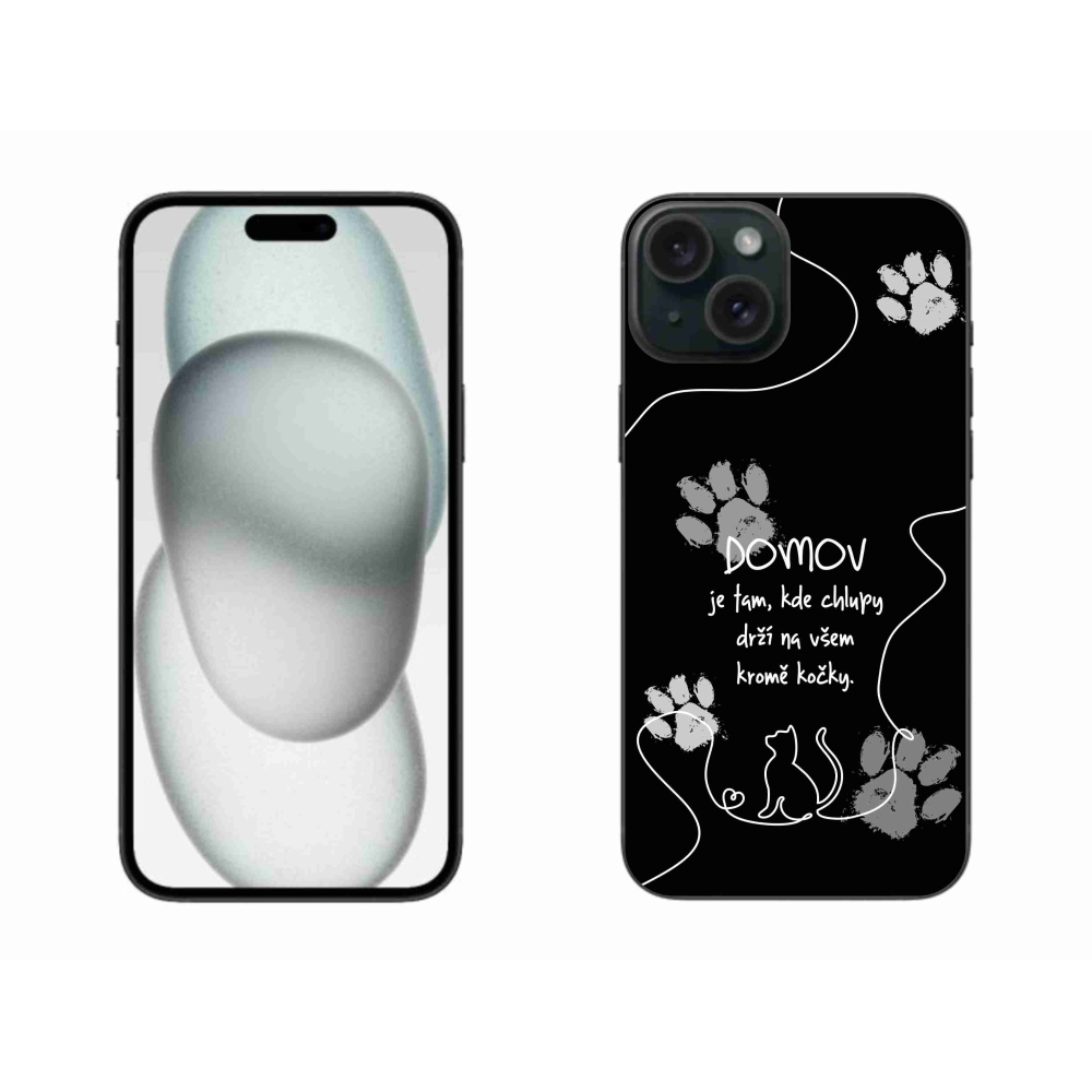 Gél borítás mmCase iPhone 15 Plus készülékhez - macska motívum fekete háttér