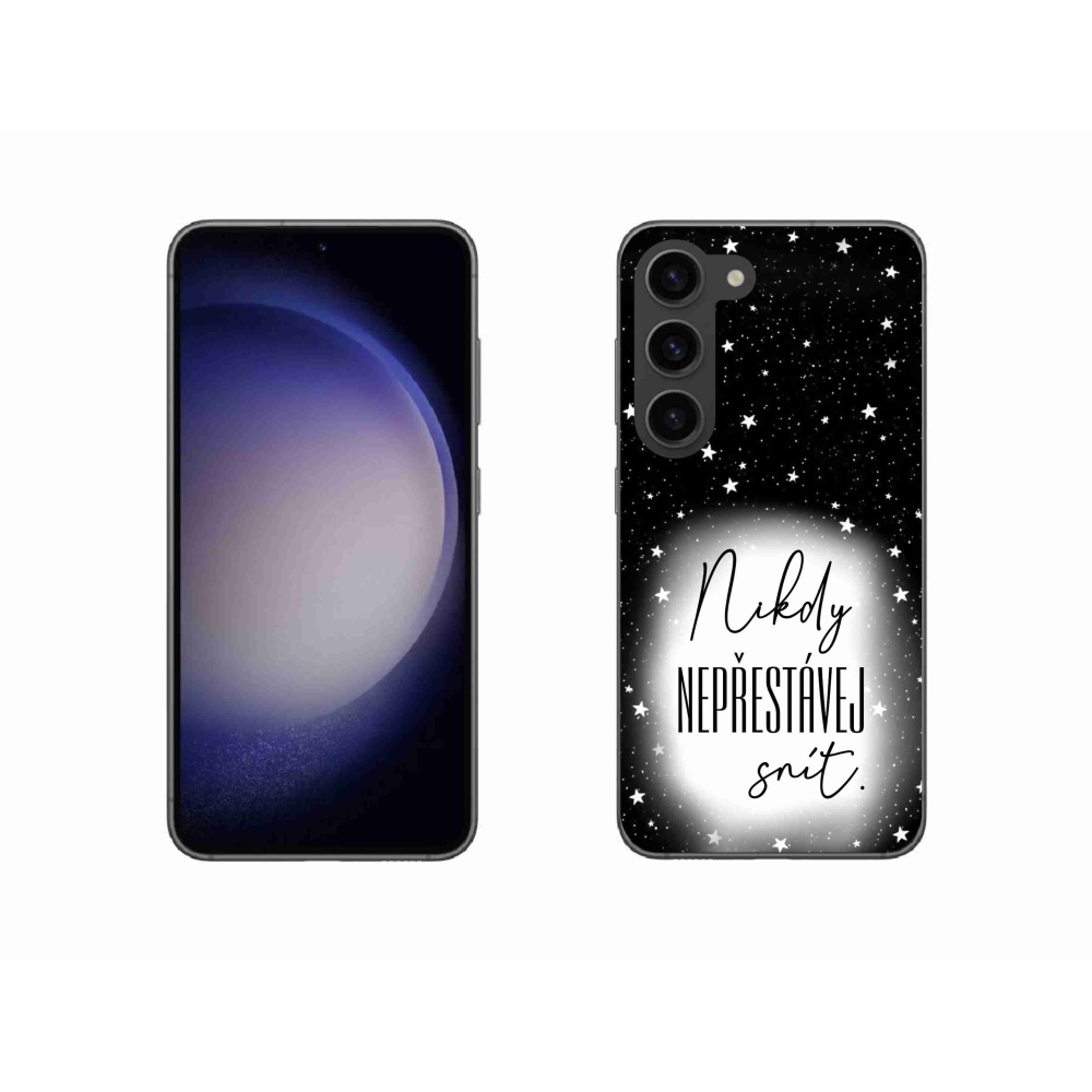 Gél borítás mmCase Samsung Galaxy S23 5G - idézet 1 fehér és fekete háttérrel