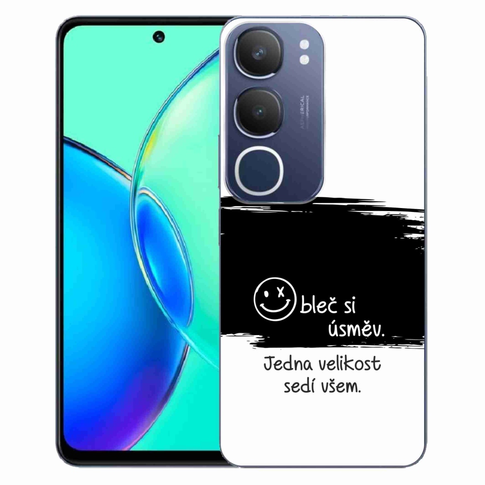 Gél borító mmCase a Vivo Y19s készülékhez - vicces szöveg 8 fekete és fehér háttérrel