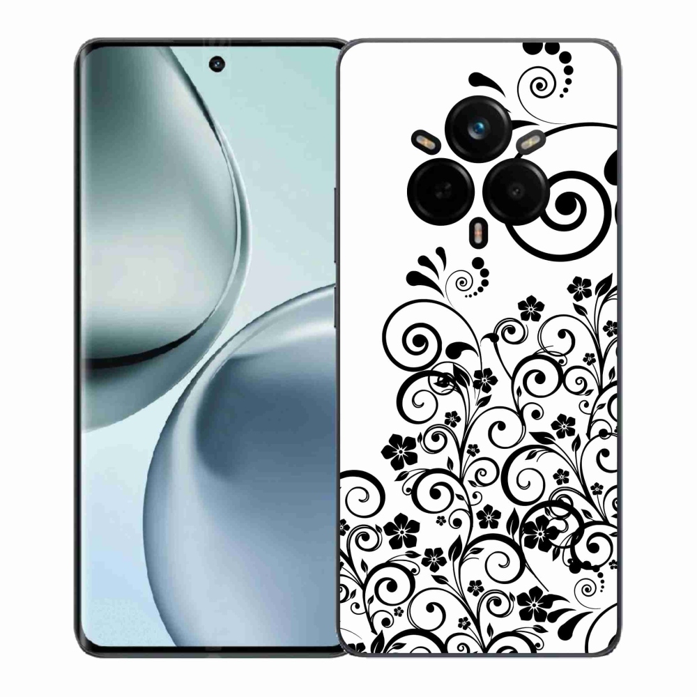 Gél borítás mmCase a Realme 14 Pro 5G készülékhez - fekete és fehér virágminták