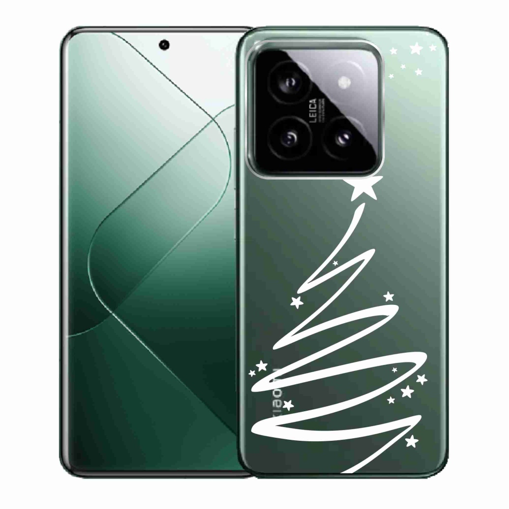 Gél borító mmCase a Xiaomi 14-hez - fehér fa átlátszó háttéren