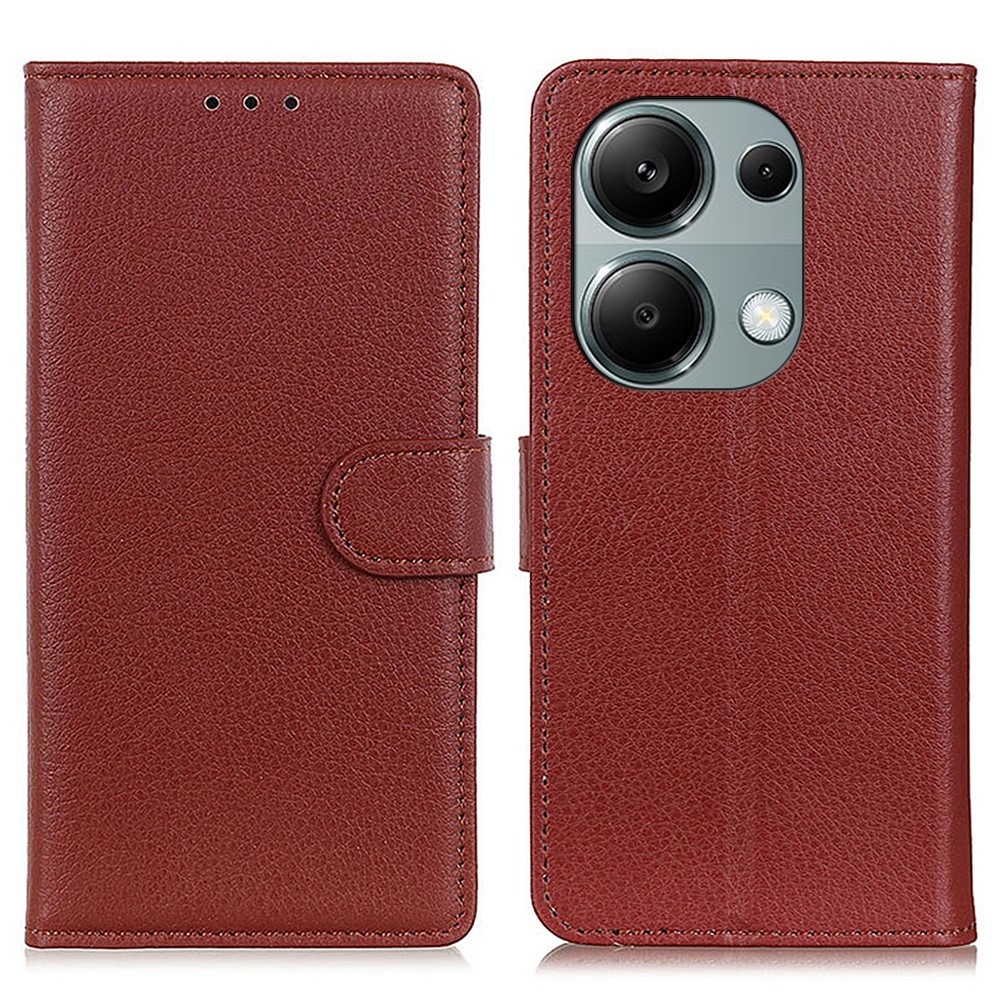 Litchie könyv tok Xiaomi Redmi Note 13-hoz - barna