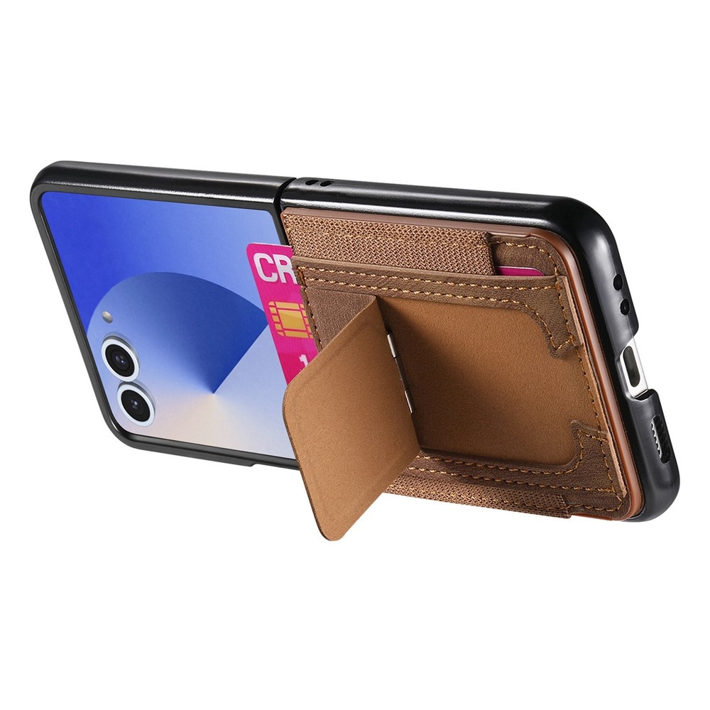 Luxus műanyag borítás műbőrrel a Samsung Galaxy Z Flip7 5G készülékre - barna színben