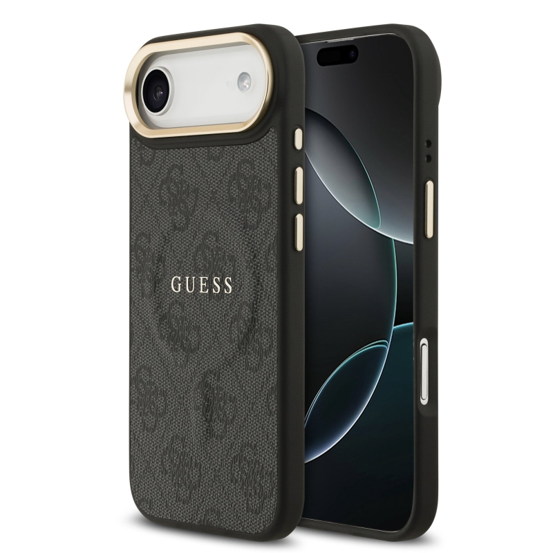Guess PU bőr 4G arany keret MagSafe hátlap iPhone Air fekete iPhone Airhez