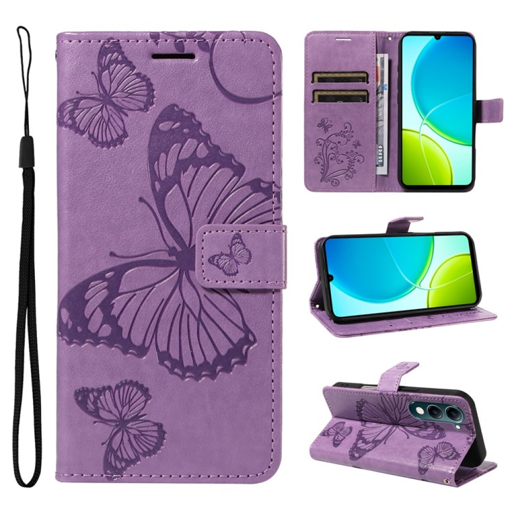 Nagy pillangó könyv tok a Vivo Y29s 5G-hez - lila