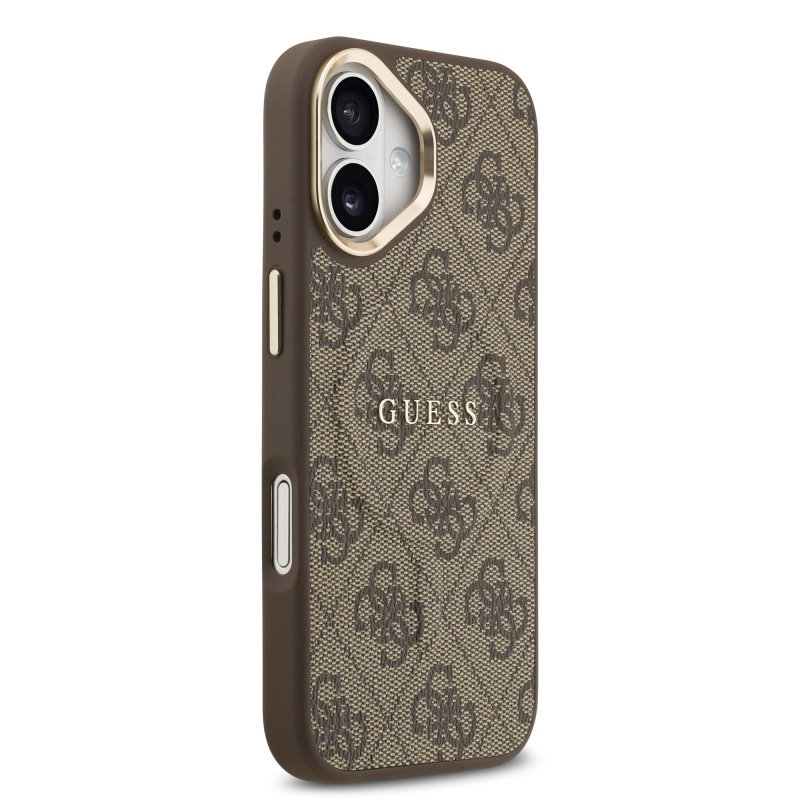 Guess PU bőr 4G aranykeret MagSafe hátlap iPhone 17 barna 17 barna