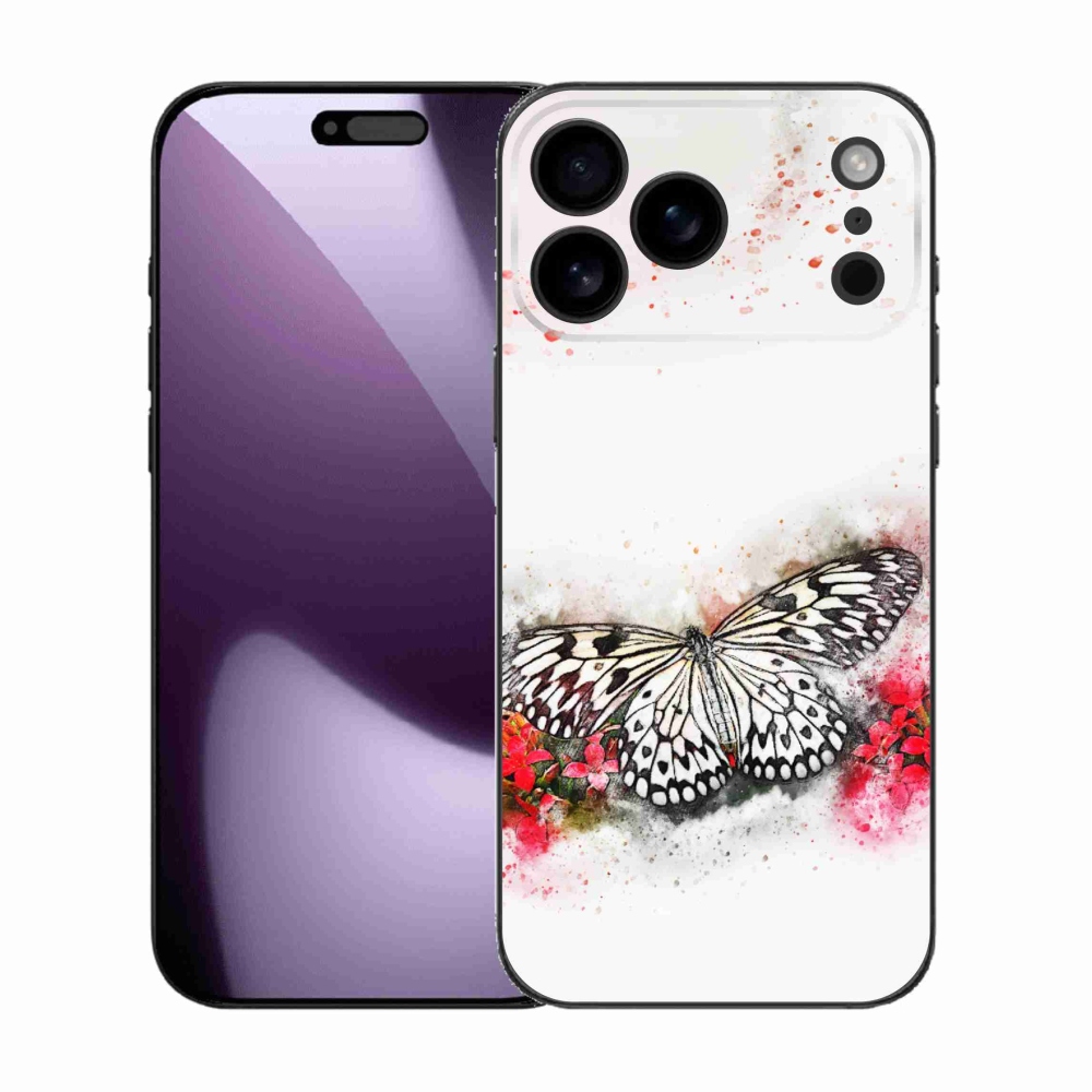 Zselés borítás mmCase iPhone 17 Pro Max készülékhez - fekete-fehér pillangó