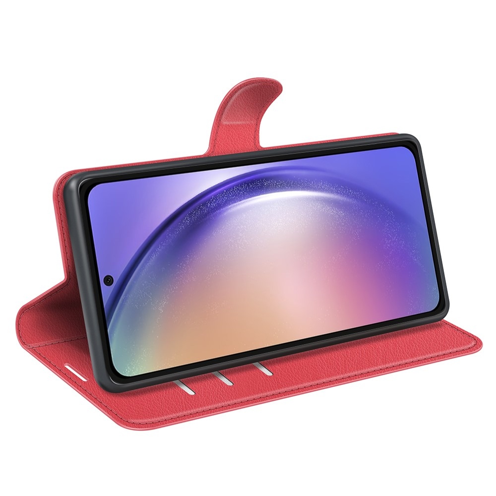 Litchi könyv tok Samsung Galaxy A55 5G - piros
