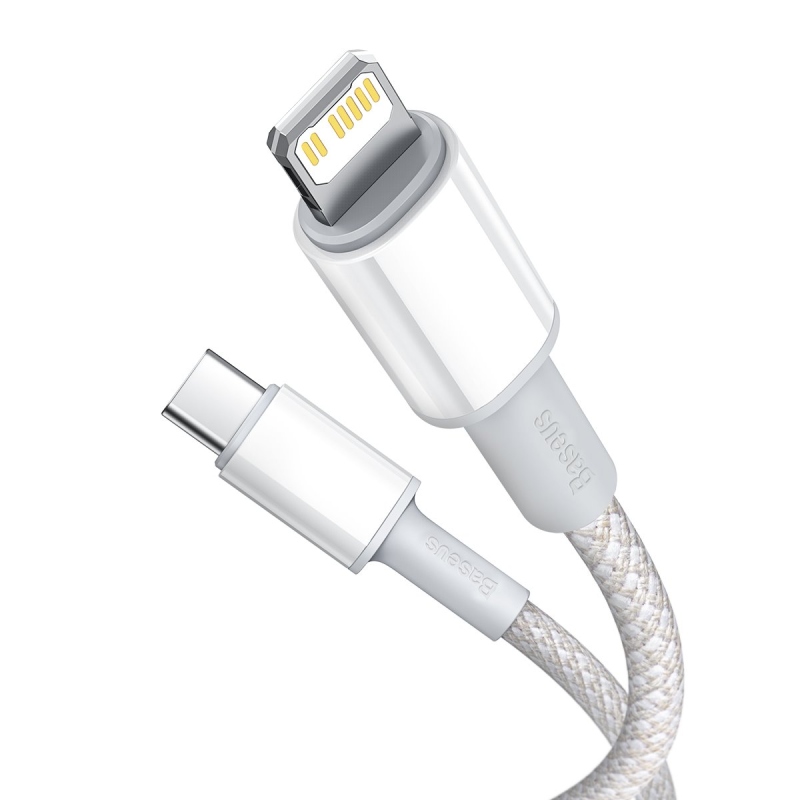 Baseus High Density Braided Series gyors töltő adatkábel USB-C - világítás 20W 1m fehér