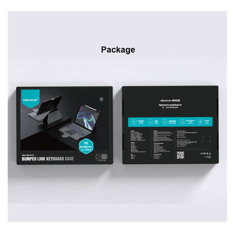 Nillkin Bumper Link billentyűzet tok (háttérvilágításos verzió) iPad Pro 11 2024 Fekete