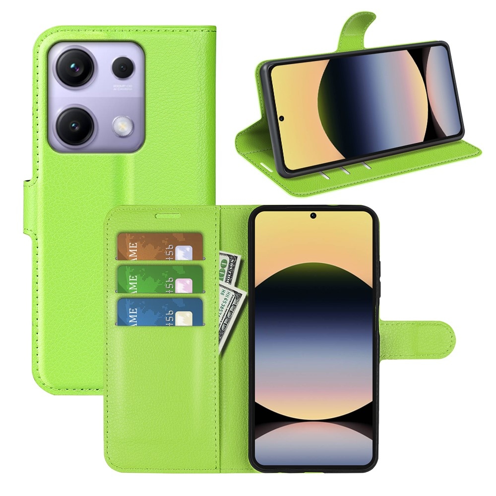 Litchi könyv tok Xiaomi Redmi Note 14S-hez - zöld