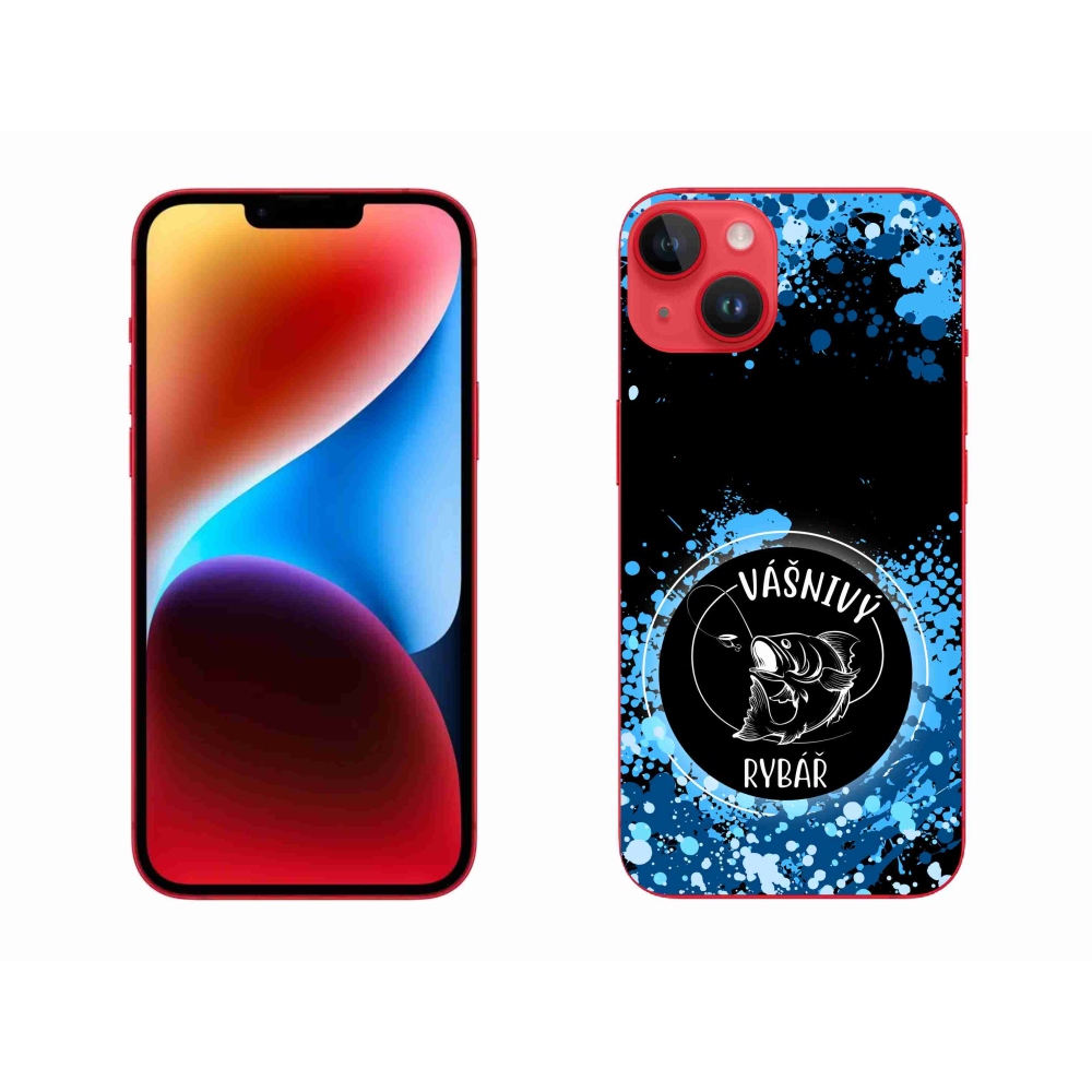 Gél borítás mmCase iPhone 14 Plus készülékhez - szenvedélyes halász fekete háttérrel