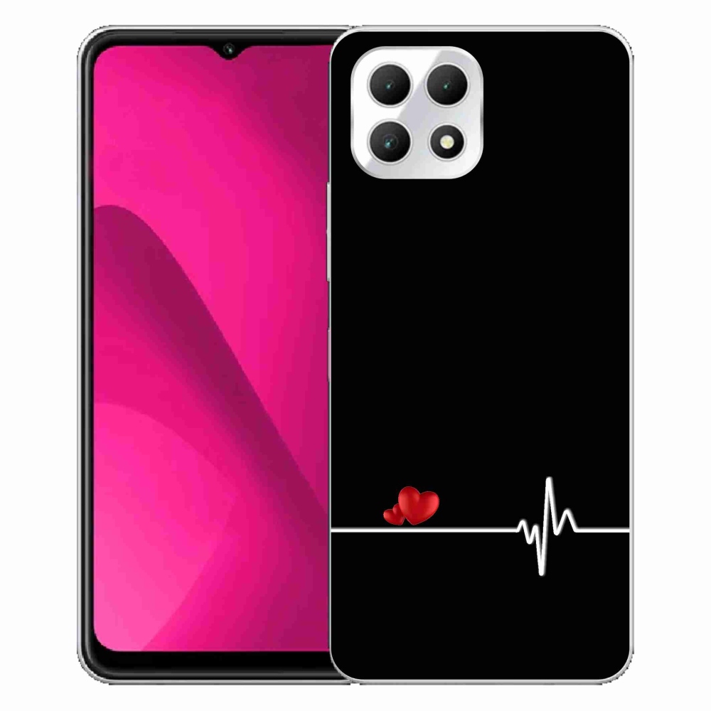 Zselés borító mmCase a T-Mobile T Phone 2 készülékhez - szív és szívverés fekete háttérrel