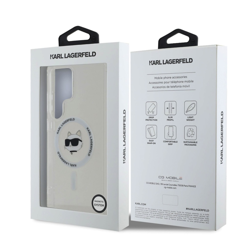 Karl Lagerfeld IML Choupette Head MagSafe hátlap a Samsung Galaxy S25 Ultra átlátszó készülékre