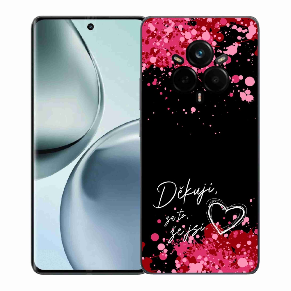 Gél borító mmCase a Realme 14 Pro+ 5G készülékhez - text in love 2 fekete háttérrel