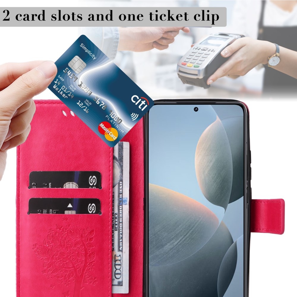 Fák könyv tok Xiaomi 14T - rózsa