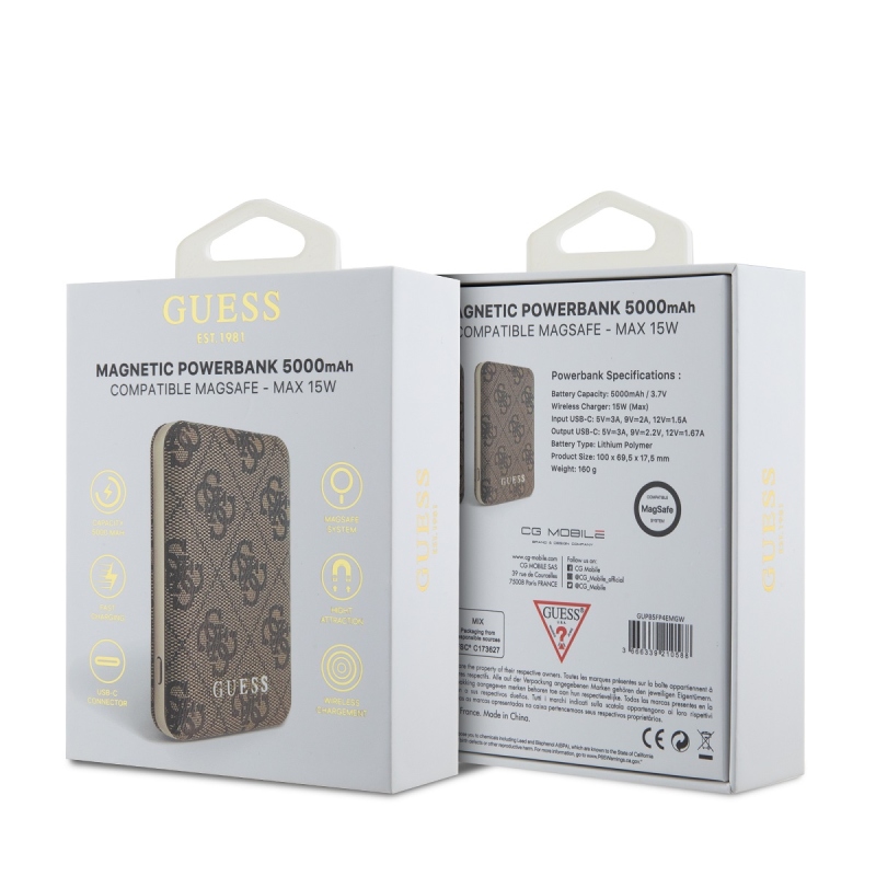 Guess PU 4G MagSafe Powerbank 5000mAh barna