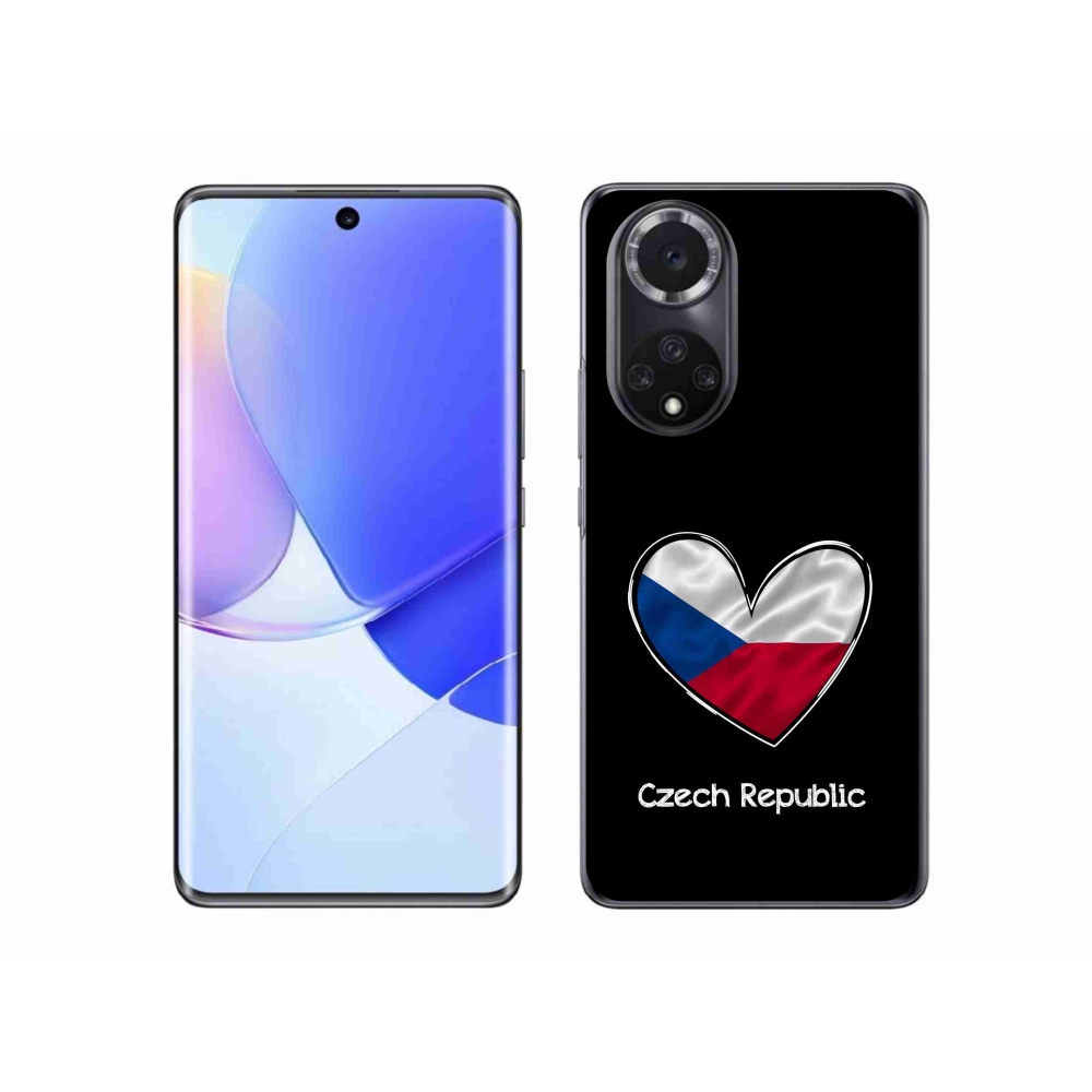 Gél borító mmCase a Huawei Nova 9 - zászló szív fekete háttérrel