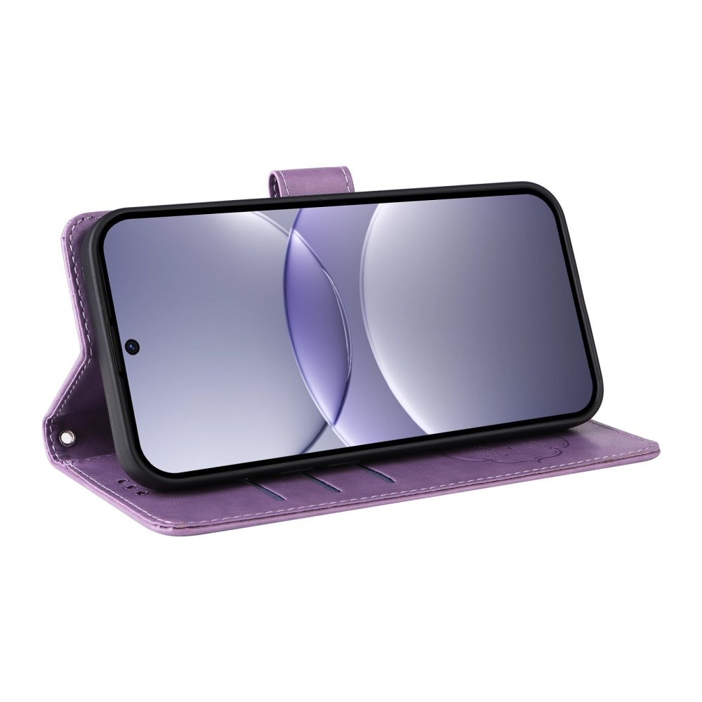 Virágos könyv tok Huawei Nova 13 5G - világos lila