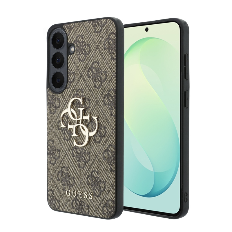 Guess PU 4G Metal Logo hátsó tok a Samsung Galaxy S26 FE-hez, barna