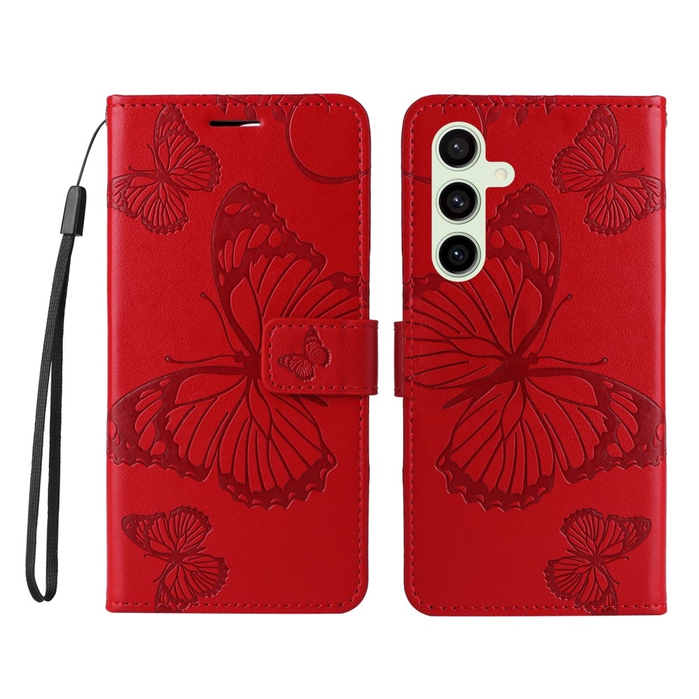 Nagy pillangó könyv tok Samsung Galaxy S24 FE készülékhez - piros