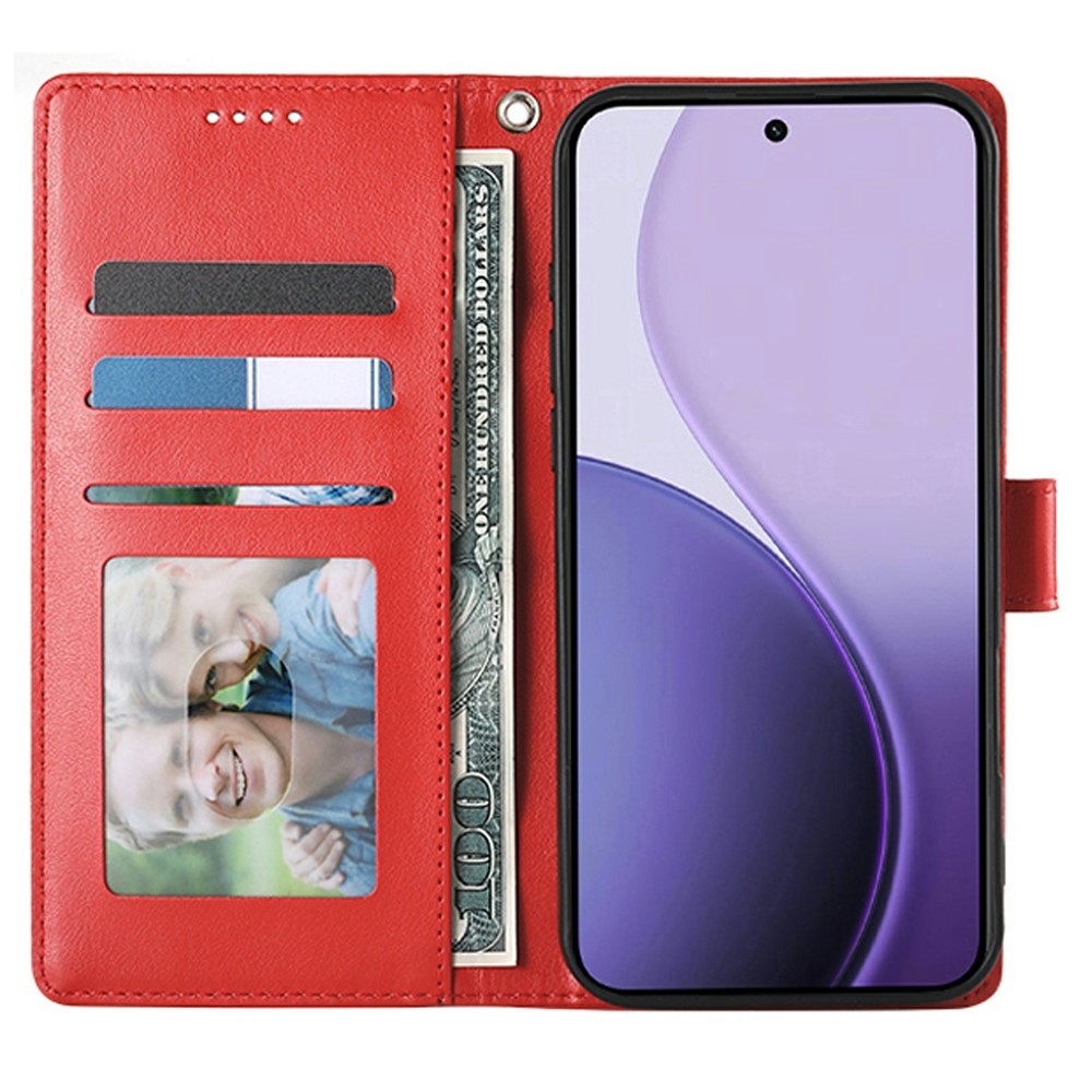 Virágos könyv tok Xiaomi Redmi 15 5G (169mm) - piros