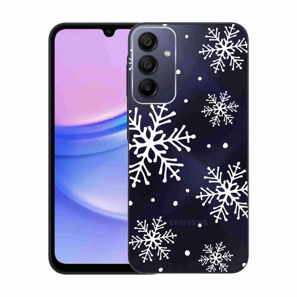 Zselés borítás mmCase Samsung Galaxy A15 4G/5G - fehér pelyhek átlátszó háttéren