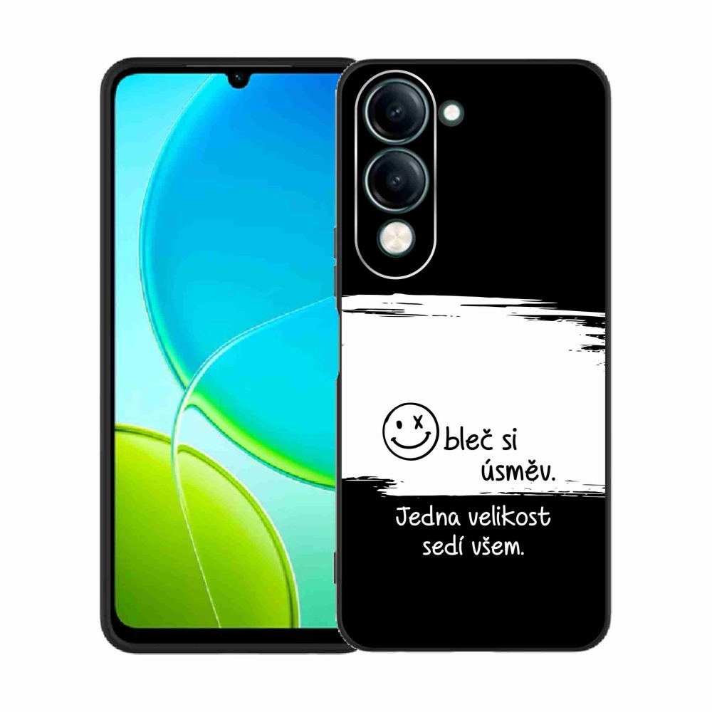 Gél borító mmCase a Vivo Y29s 5G-hez - vicces szöveg 8 fekete-fehér háttérrel