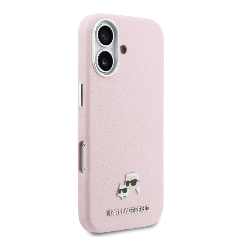 Karl Lagerfeld PU Karl és Choupette fejek Pins MagSafe hátlapi borító iPhone 17 rózsaszínhez