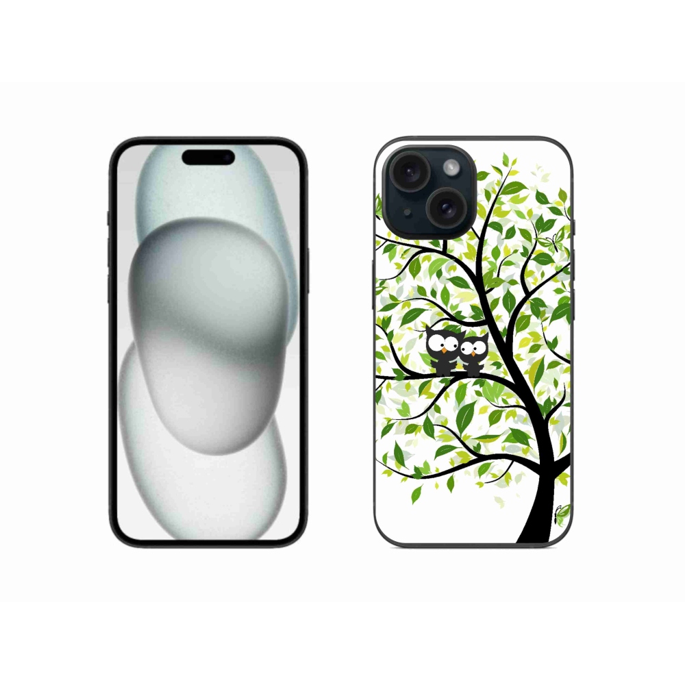 Zselés borítás mmCase iPhone 15 készülékhez - baglyok a fán
