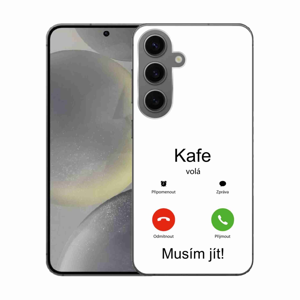 Gél borító mmCase Samsung Galaxy S24 készülékhez - kávé hívó fehér háttér