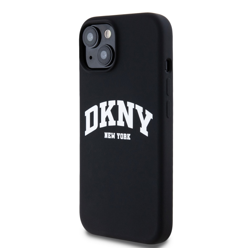 DKNY Liquid Silicone Arch Logo MagSafe hátlapi borító iPhone 14-hez Fekete