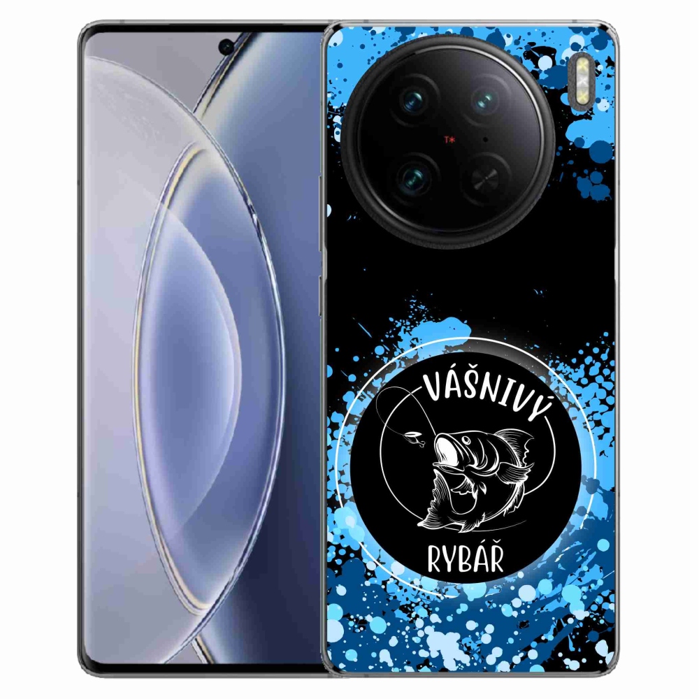 Gél borítás mmCase a Vivo X90 Pro-n - szenvedélyes halász fekete háttérrel
