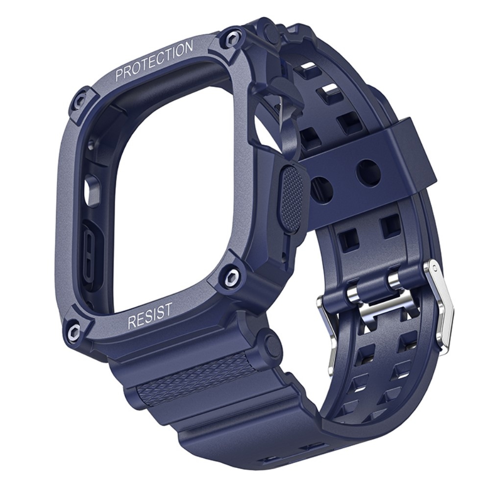 Integrált szilikon védő tok szíjjal az Apple Watch Ultra 49 mm-es órához - kék