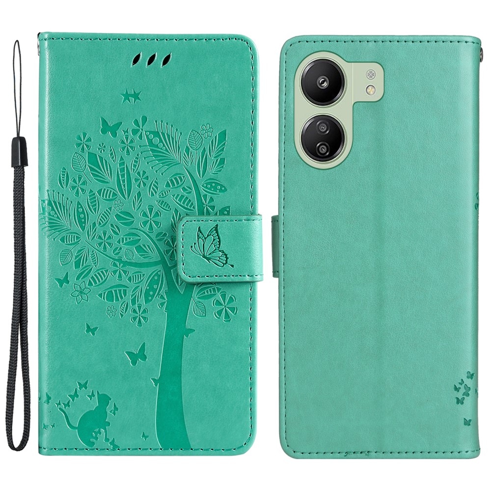 Fák könyvtáska Xiaomi Poco C65/Redmi 13C - teal színben