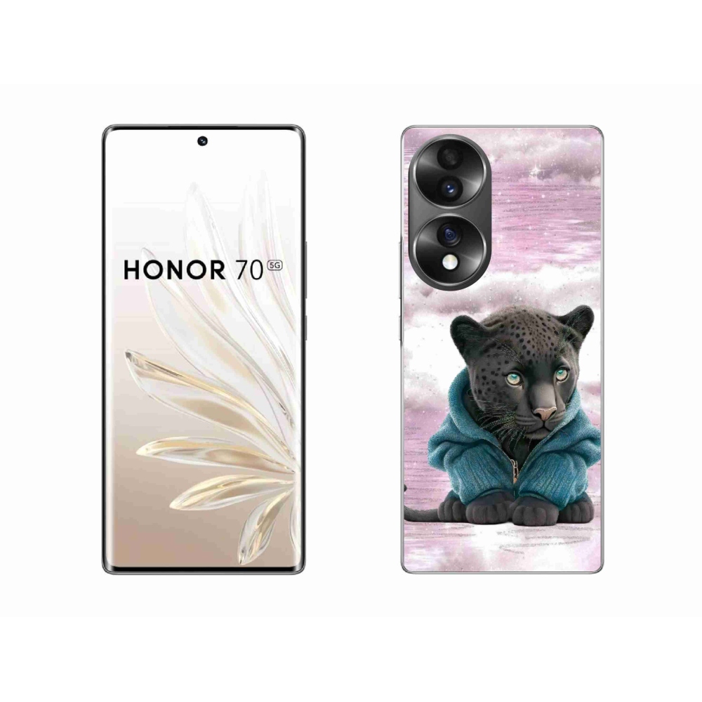 Zselés borítás mmCase a Honor 70-hez - fekete párduc pulóverben