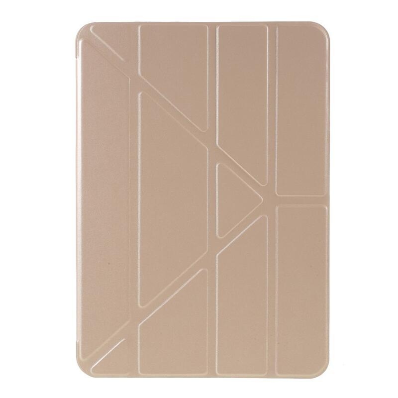 Origami összecsukható PU bőr pénztárca tok iPad Air (2020)/Air (2022) tablethez - világosbarna színben